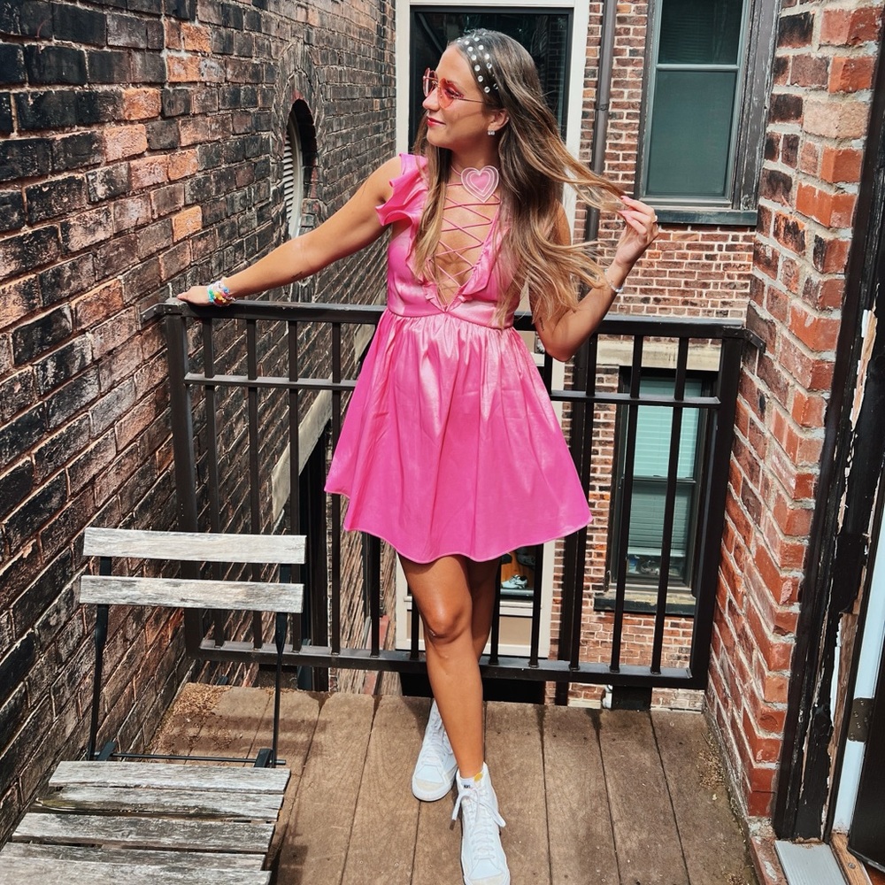 For love & lemons pink heart dress